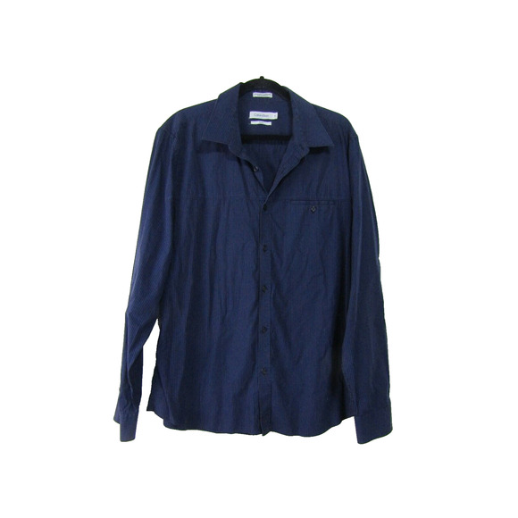 Calvin Klein Slim Fit Blue Plaid Button Shirt Men's size XL Office Professional - Picture 1 of 7